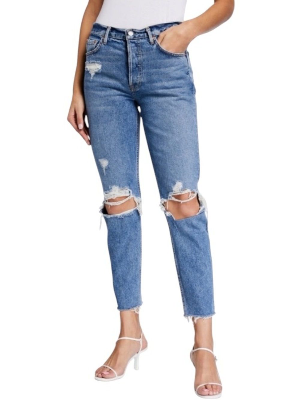 GRLFRND Karolina High Rise Distressed Jeans